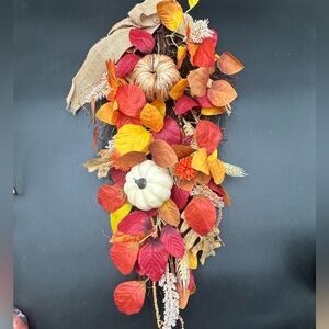 Autumn Leaf and Pumpkin arrangement Wall Decor